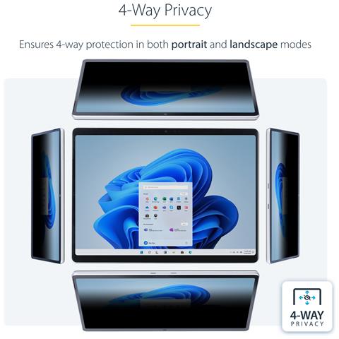 Filtro privacy a 4 posizioni per Surface Pro 8/9/X Laptop da 13", modalità verticale /orizzontale, abilitato al Touch, visione a + /-30°, blocca fino al 51% di luce blu, Antiriflesso - Foto 17