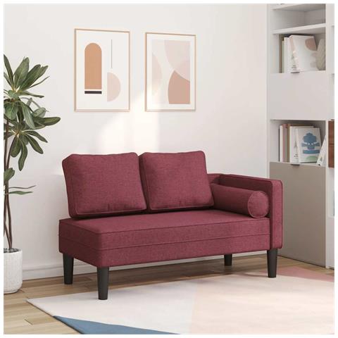 Chaise Lounge Con Cuscini Rosso Vino In Tessuto - Foto 1