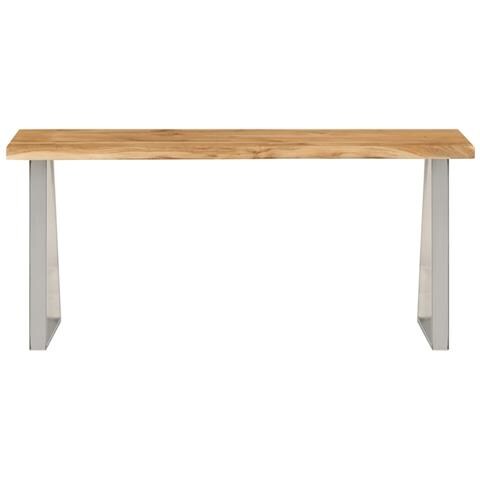 Panca Con Bordi Vivi 105 Cm In Legno Massello Di Acacia - Foto 2