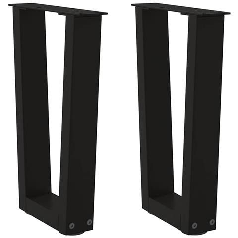 Gambe Per Tavolo Da Pranzo A V 2 Pz Nero 38x(42-43,3)cm Acciaio - Foto 1