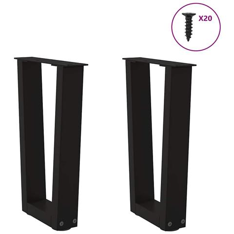 Gambe Per Tavolo Da Pranzo A V 2 Pz Nero 38x(42-43,3)cm Acciaio - Foto 3
