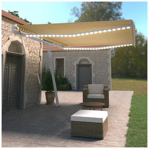 Tenda Automatica Sensore Vento E Led 500x350 Cm Gialla Bianca - Foto 8