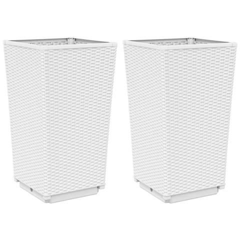 Fioriere Da Giardino 2 Pz Bianche 32,5x32,5x57 Cm In Pp - Foto 1
