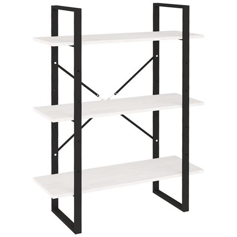 Libreria A 3 Ripiani Bianca 80x30x105 Cm In Massello Di Pino - Foto 1