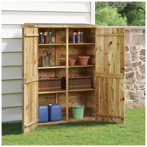 Capanno Giardino Attrezzi 123x45x171cm Pino Massello Impregnato - Foto 8