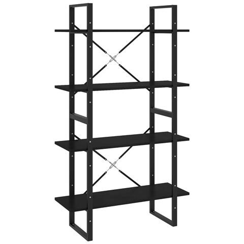 Libreria A 4 Ripiani Nera 80x30x140 Cm In Massello Di Pino - Foto 1