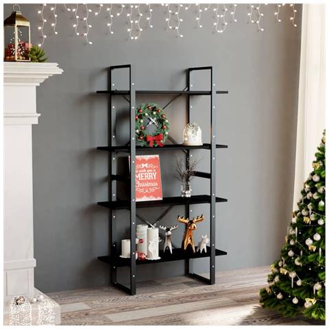 Libreria A 4 Ripiani Nera 80x30x140 Cm In Massello Di Pino - Foto 8