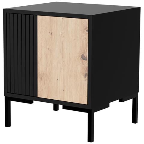Comodino 2 pezzi MERCI 44x40x52,5 nero /rovere artigianale - Foto 1