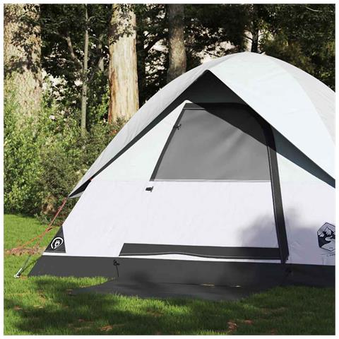 Tenda Campeggio a Cupola 2 Persone Bianca Tessuto Impermeabile - Foto 1