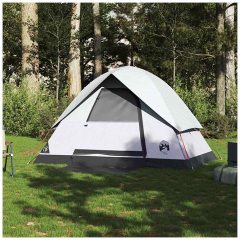 Tenda Campeggio a Cupola 2 Persone Bianca Tessuto Impermeabile - Foto 2