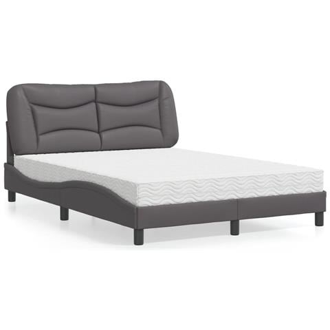 Letto con Materasso Grigio 120x200 cm in Similpelle - Foto 2