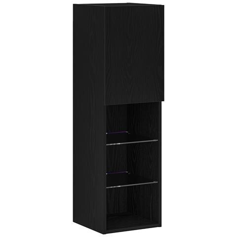 Mobile TV LED Nero Rovere 30,5x30x102 cm Legno ingegnerizzato - Foto 1