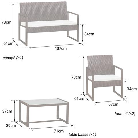 Set Di Mobili Da Giardino Majorque In Resina Intrecciata Nera - 4 Posti - Cuscini Crema - Foto 2