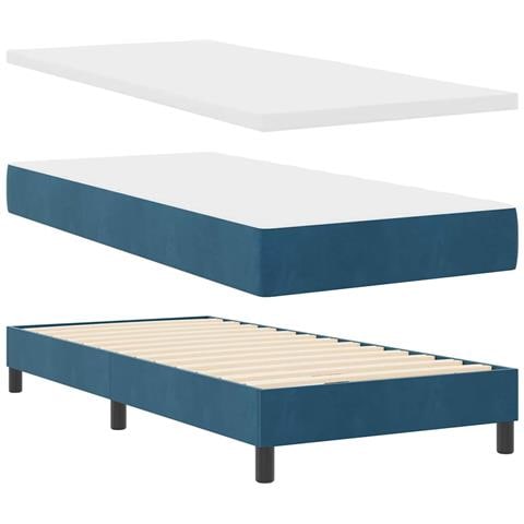Letto Box Spring con Materasso Nero 100x200 cm in Velluto - Foto 1