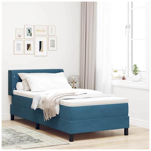 Letto Box Spring con Materasso Nero 100x200 cm in Velluto - Foto 2
