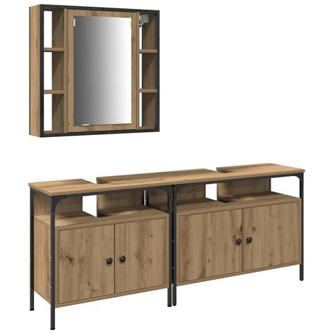 Unità da Bagno 3 pcs Marrone 80 x 30 x 60 cm Legno multistrato - Foto 1