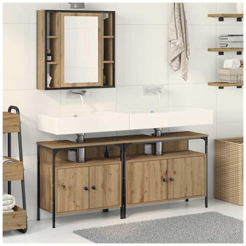 Unità da Bagno 3 pcs Marrone 80 x 30 x 60 cm Legno multistrato - Foto 2