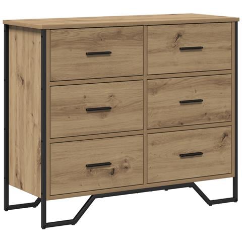 Cassettiera Rovere Artigianale 91x35.5x74.5 cm Legno compresso - Foto 1