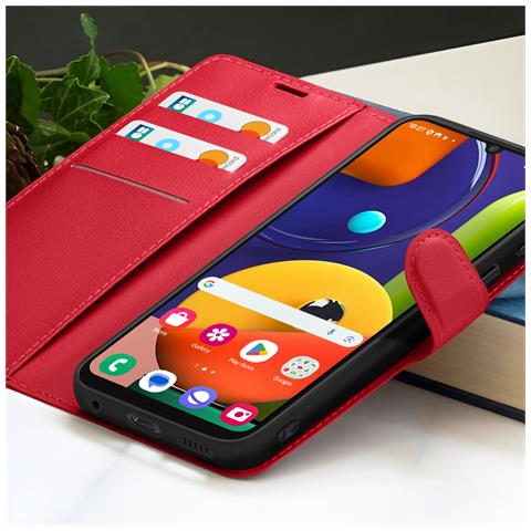 Custodia A Portafoglio Per Galaxy A30s / A50 / A50s Con Supporto E Linguetta Magnetica, Rosso - Foto 5