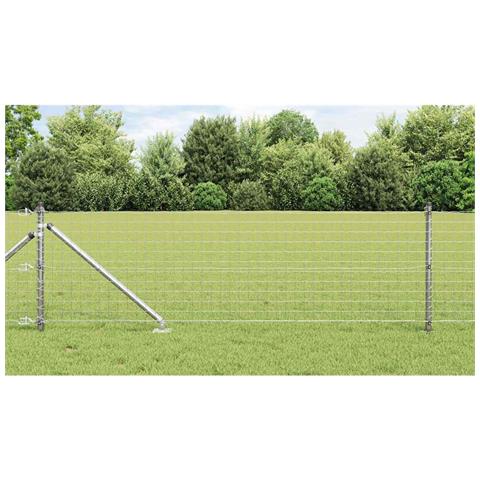 Pali per Recinzione 7 pcs Argento Ø32mm 100 cm Acciaio zincato - Foto 2