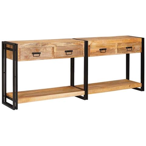 Tavolo consolle 2 pcs Marrone Legno massello di mango ruvido - Foto 1