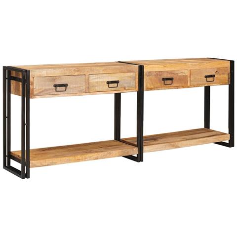 Tavolo consolle 2 pcs Marrone Legno massello di mango ruvido - Foto 2