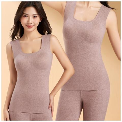 Canotta Termica Da Donna In Seta E Cashmere - Strato Base Caldo E Delicato Sulla Pelle Coffee Xxl - Foto 4