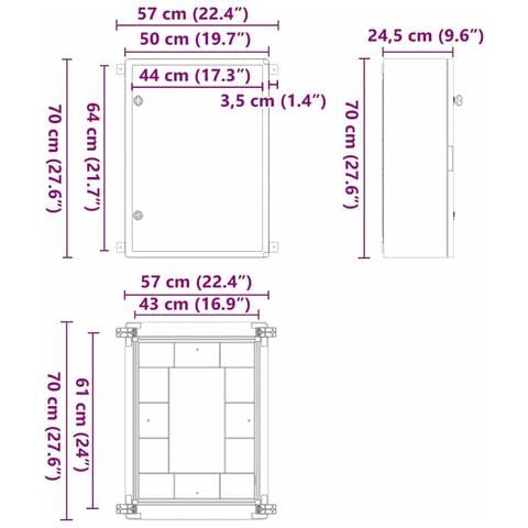 Armadietto di Controllo Grigio 50 x 24.5 x 70 cm Plastica ABS - Foto 9