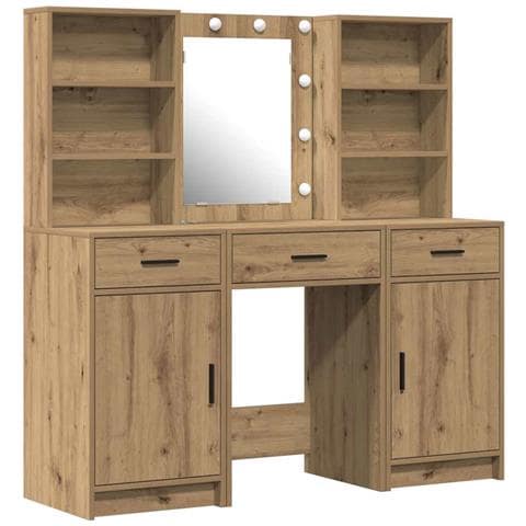 Set Tavolo da Trucco 3 pcs rovere artigianale Legno multistrato - Foto 1