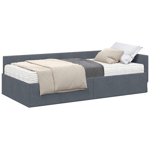 Struttura Letto Angolare con Materasso 2 pcs Grigio Velluto - Foto 1