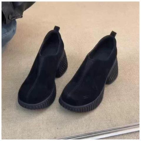 Scarpe Da Donna Retrò Con Plateau E Punta Tonda - Comode Ed Eleganti Black 40 - Foto 1