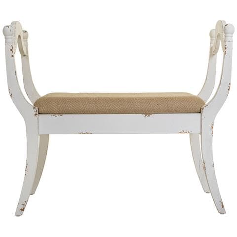 Sgabello Imbottita In Legno Bianco 90x45,5x78h - Foto 2