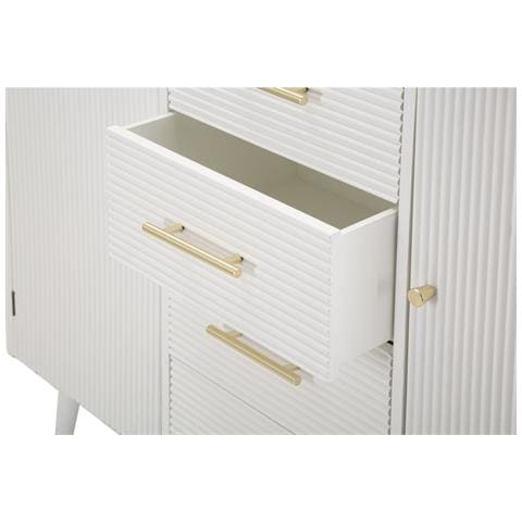 Mobile Credenza Matera Con Ante E Cassetti In Legno Bianco E Top Naturale - Foto 8