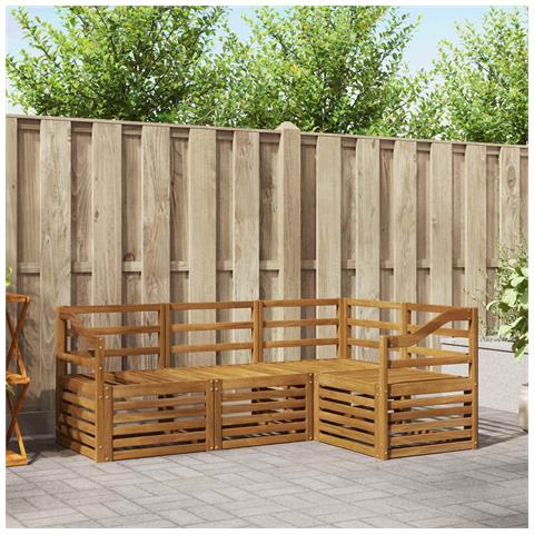 Set divani 4 pcs Naturale Legno di Acacia Massello - Foto 2