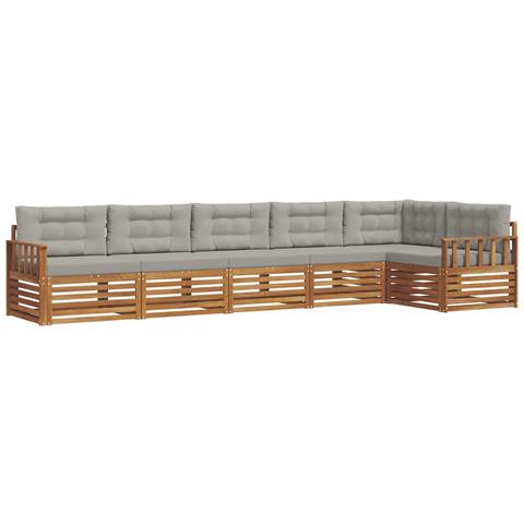 Set di divani da esterno 6 pcs Grigio Naturale e Chiaro - Foto 1