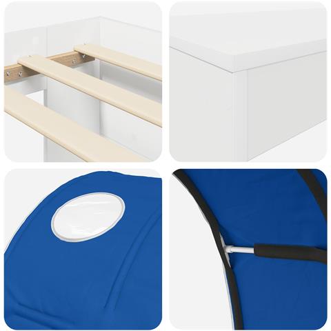 Letto con Tunnel 4 pcs Bianco e Blu Legno ingegnerizzato - Foto 9