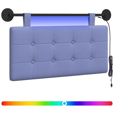 Testiera sospesa Con luce LED Blu jeans Tessuto - Foto 1