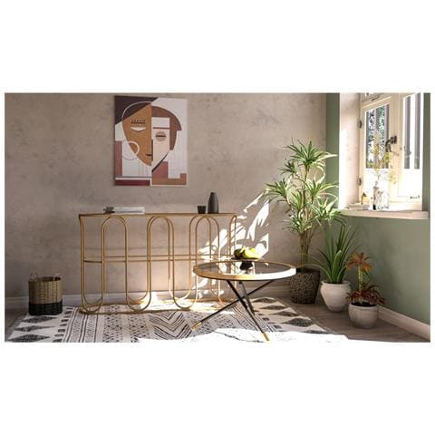Tavolino Da Caffè Rotondo Saint Barth Con Piano In Vetro, Ferro E Rattan — Ø 80x46,5 Cm - Foto 8