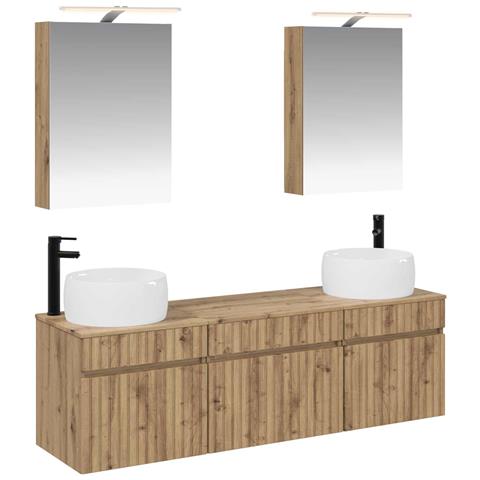 Set di Armadi da Bagno 5 pcs Rovere Artigianale - Foto 1