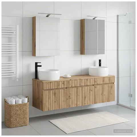 Set di Armadi da Bagno 5 pcs Rovere Artigianale - Foto 2