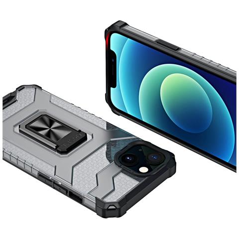 Custodia Crystal Ring Con Supporto, Resistente E Robusta, Per Iphone 12 Mini, Nera. - Foto 7