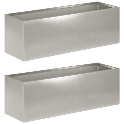 Vaso da giardino 2 pz Argento 40 x 20 x 20 cm Acciaio Inox - Foto 1