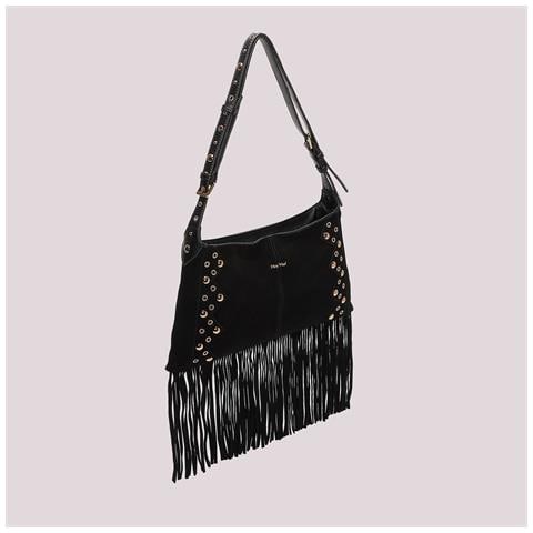 borsa a tracolla con frange e borchie NERO - Foto 2