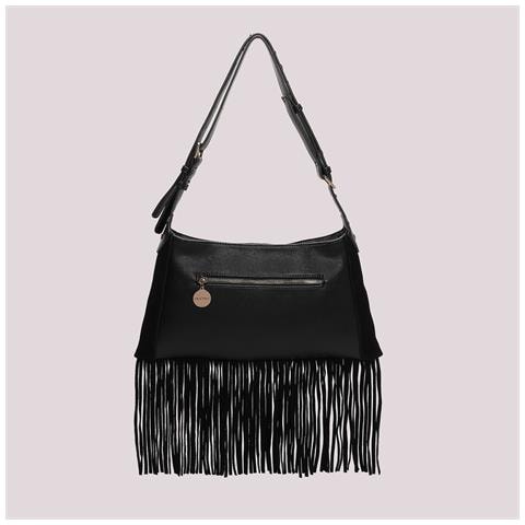 borsa a tracolla con frange e borchie NERO - Foto 4