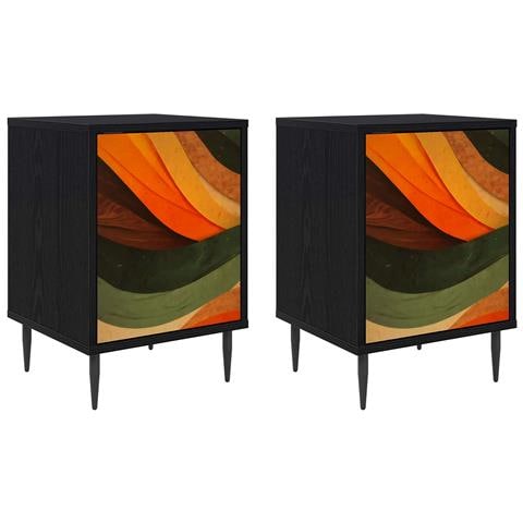 Armadio da Notte BONN 2 pz Rovere Nero 36 x 33 x 51 cm - Foto 1