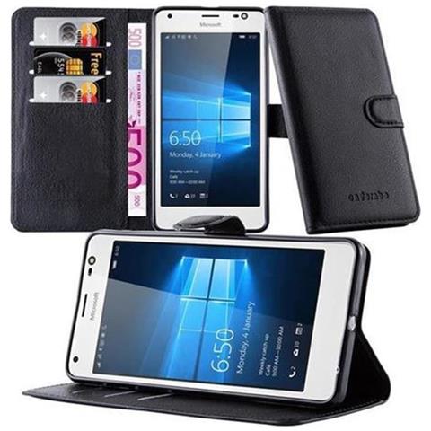 Custodia Compatibile Con Nokia Lumia 850 In Nero Carbone - Coperchio Protettiva Con Chiusura Magnetica, Funzione Stand E Tasca Per Le Carte - Foto 1