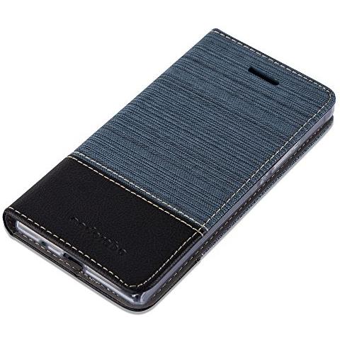 Custodia Compatibile Con Huawei P7 In Blu Scuro Nero - Coperchio Protettiva Con Chiusura Magnetica, Funzione Stand E Tasca Per Le Carte - Foto 2