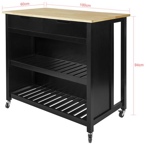 Penisola Cucina Piano Di Lavoro Per Cucina Con 2 Cassetti A 2 Ripiani L100*p60*a94cm Nero Fkw74-sch - Foto 2