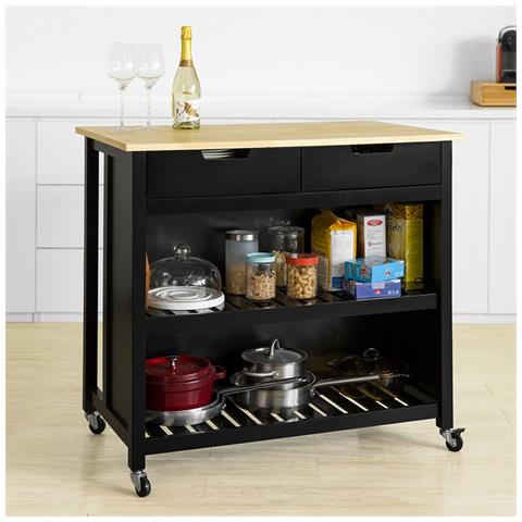 Penisola Cucina Piano Di Lavoro Per Cucina Con 2 Cassetti A 2 Ripiani L100*p60*a94cm Nero Fkw74-sch - Foto 1