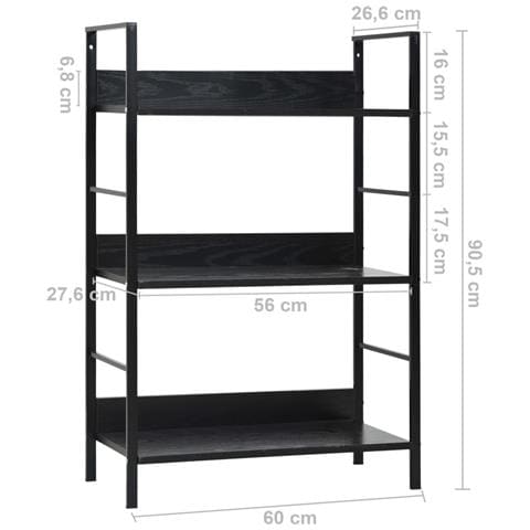 Scaffale Libri 3 Ripiani Nero 60x27,6x90,5 cm Legno Multistrato - Foto 7